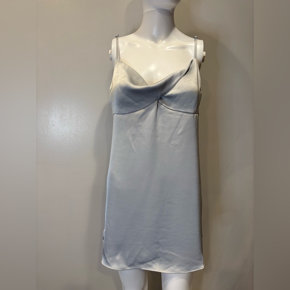 BP Satin Twist Front Gray Mini Dress NWT
